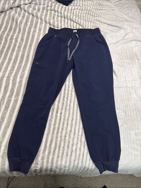 Figs Zamora Navy Women's Jogger Pants with Gray Drawstring